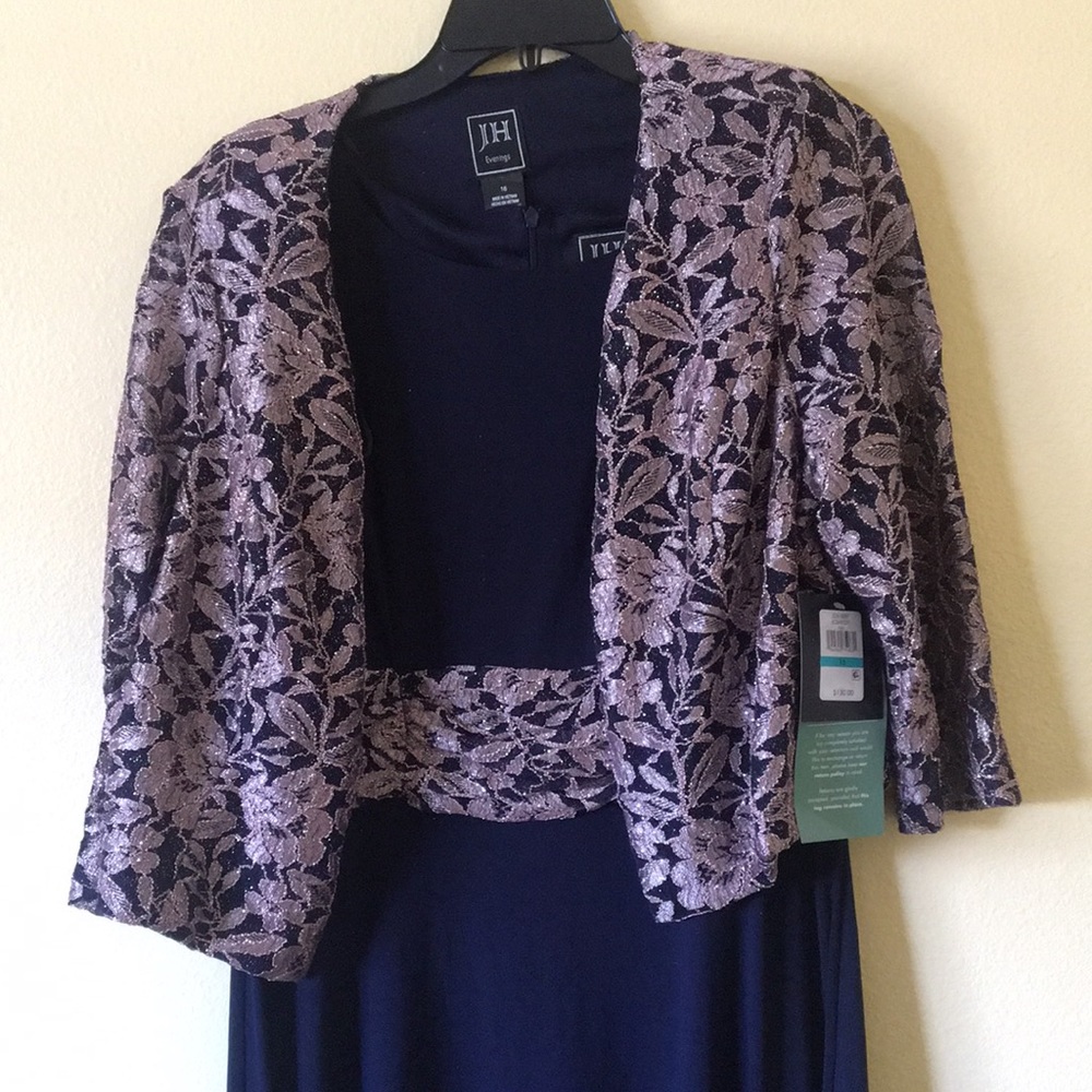 JH collection dress color black with gold jacket size 16